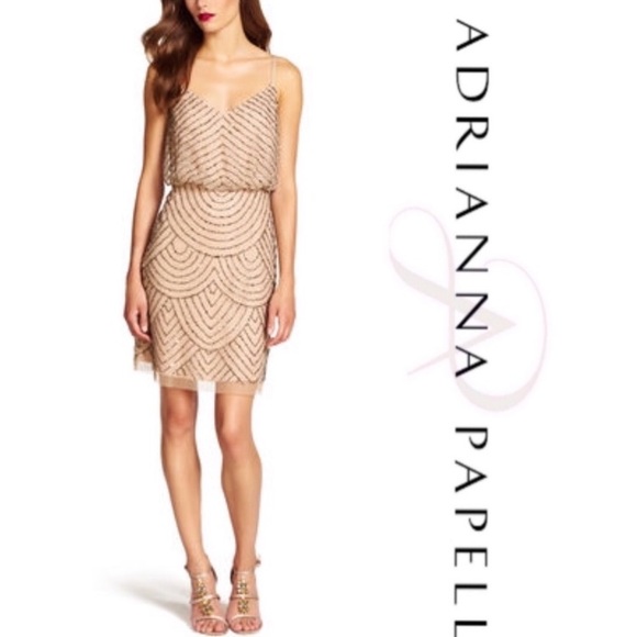 Adrianna Papell beaded sleeveless blouson dress ✨ - Picture 5 of 14